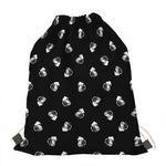 Black And White Beer Pattern Print Drawstring Bag