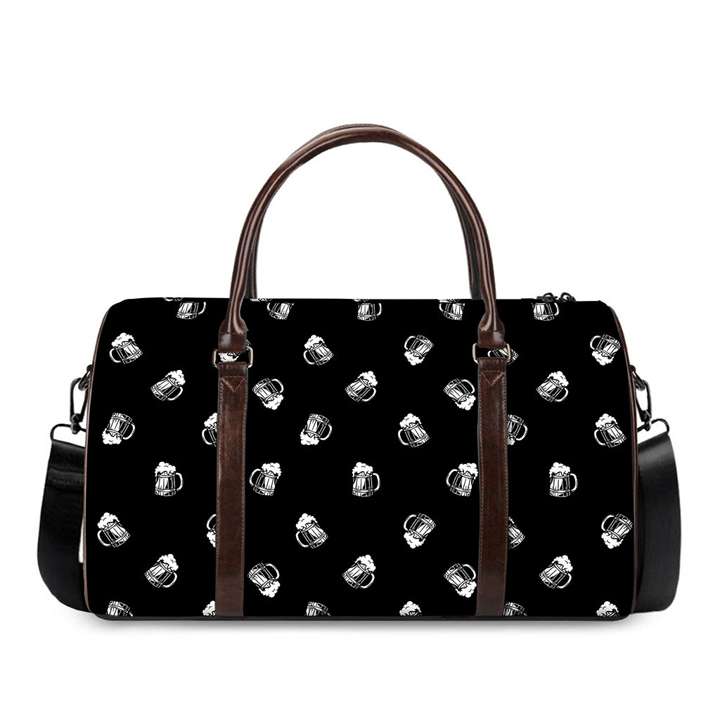 Black And White Beer Pattern Print Duffle Bag