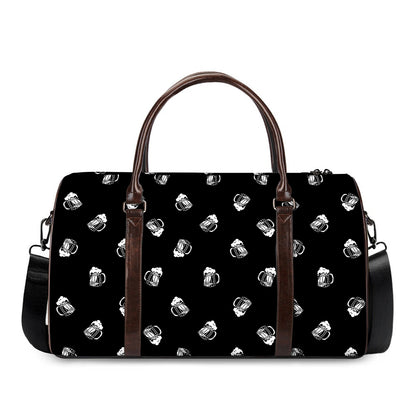 Black And White Beer Pattern Print Duffle Bag