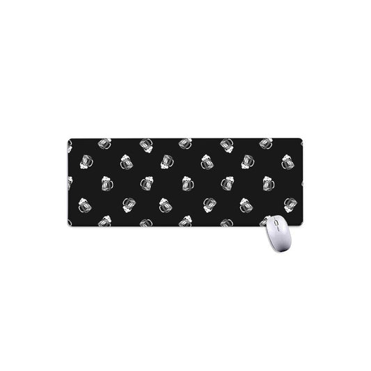 Black And White Beer Pattern Print Extended Mouse Pad