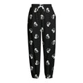 Black And White Beer Pattern Print Fleece Lined Knit Pants