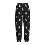 Black And White Beer Pattern Print Fleece Lined Knit Pants