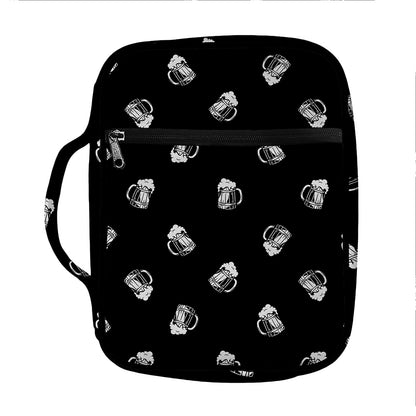 Black And White Beer Pattern Print Front Pocket Bible Bag