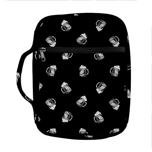 Black And White Beer Pattern Print Front Pocket Bible Bag