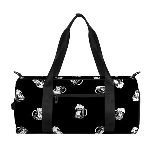 Black And White Beer Pattern Print Gym Bag