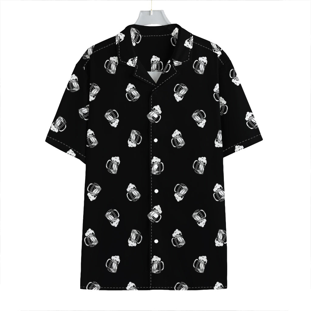 Black And White Beer Pattern Print Hawaiian Shirt