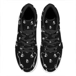 Black And White Beer Pattern Print High Top Leather Sneakers