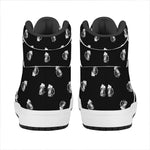 Black And White Beer Pattern Print High Top Leather Sneakers