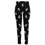 Black And White Beer Pattern Print High-Waisted Pocket Leggings