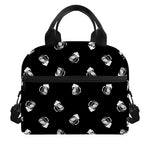 Black And White Beer Pattern Print Insulated Lunch Bag