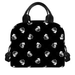 Black And White Beer Pattern Print Insulated Lunch Bag