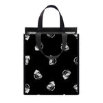 Black And White Beer Pattern Print Insulated Lunch Tote