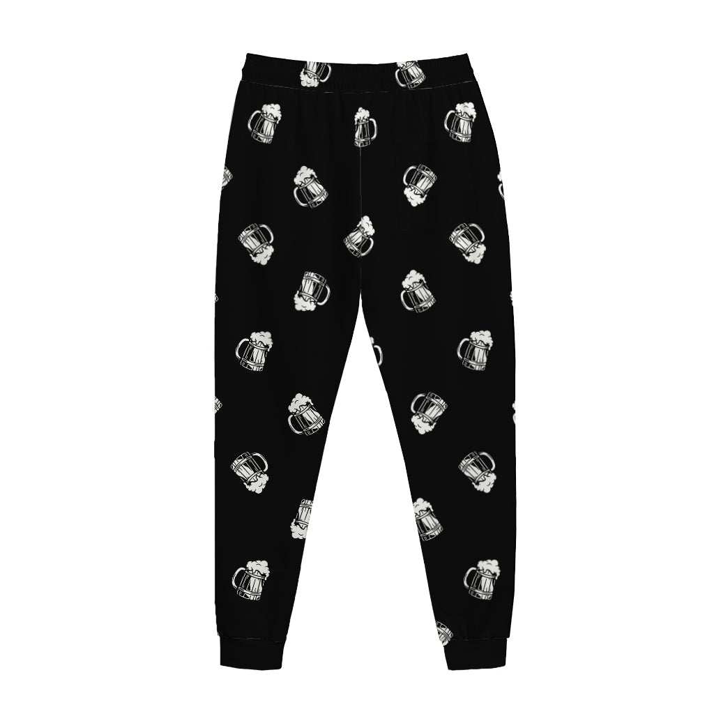 Black And White Beer Pattern Print Jogger Pants