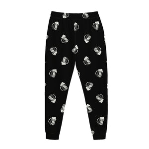 Black And White Beer Pattern Print Jogger Pants