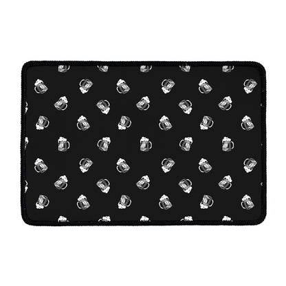 Black And White Beer Pattern Print Kitchen Mat