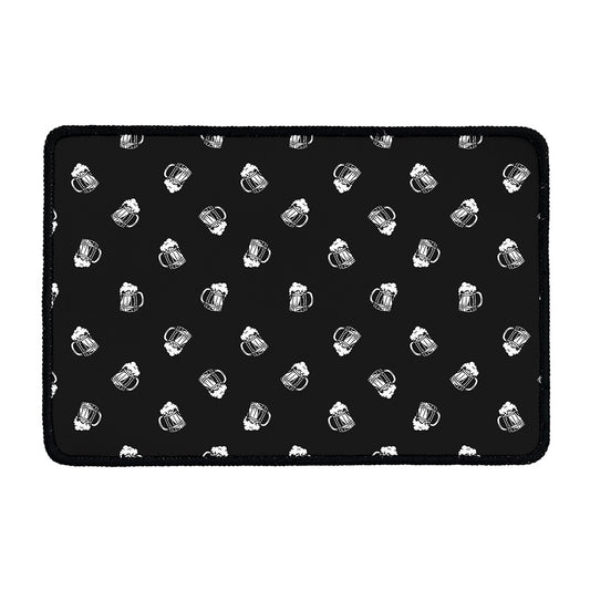 Black And White Beer Pattern Print Kitchen Mat