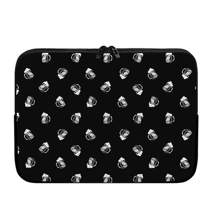 Black And White Beer Pattern Print Laptop Sleeve