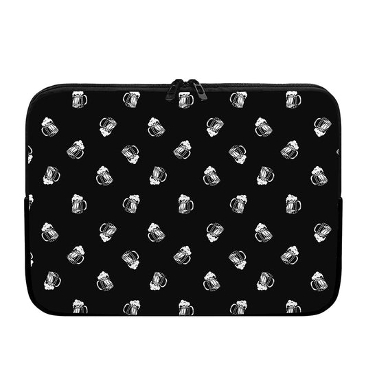 Black And White Beer Pattern Print Laptop Sleeve