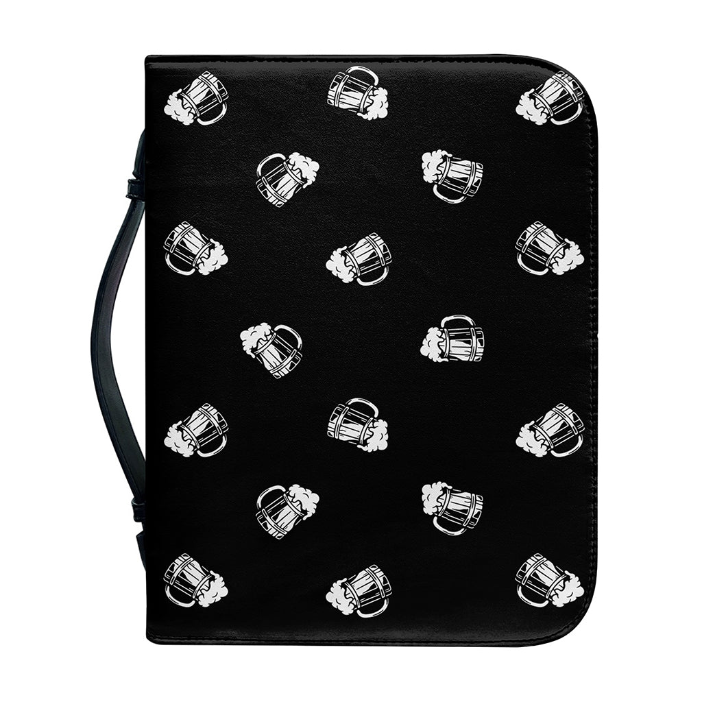 Black And White Beer Pattern Print Leather Bible Cover