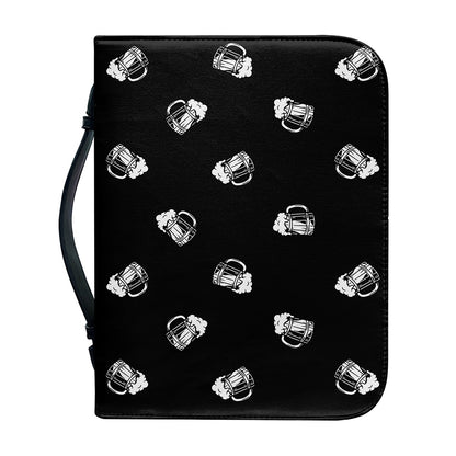 Black And White Beer Pattern Print Leather Bible Cover