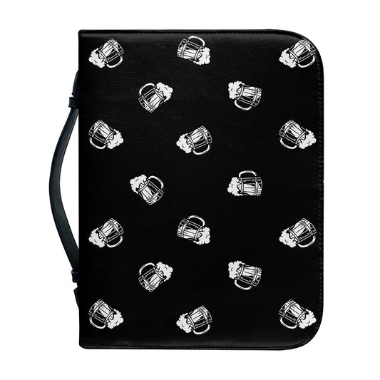 Black And White Beer Pattern Print Leather Bible Cover