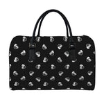 Black And White Beer Pattern Print Leather Duffle Bag