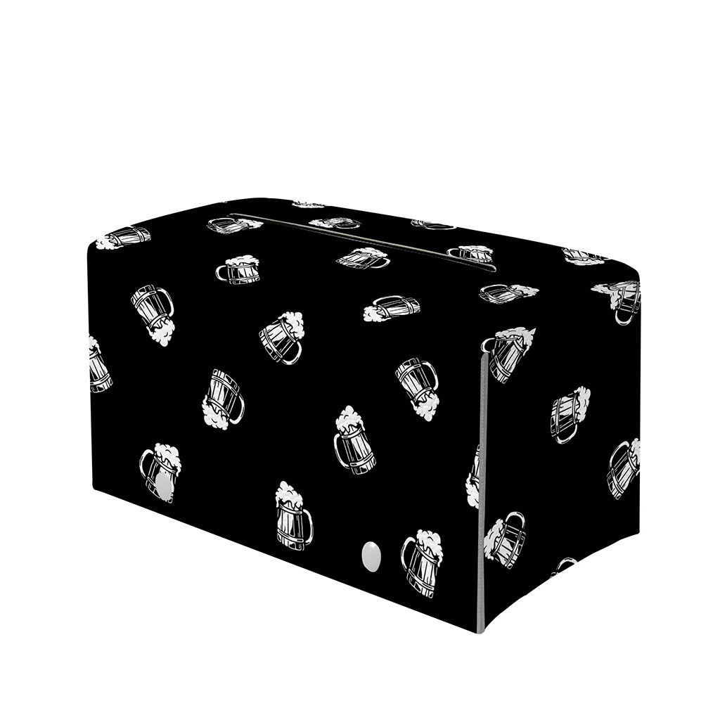 Black And White Beer Pattern Print Leather Tissue Box Cover