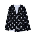 Black And White Beer Pattern Print Long Sleeve Short Coat