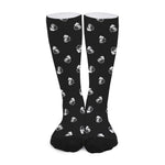 Black And White Beer Pattern Print Long Socks