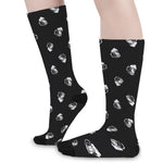 Black And White Beer Pattern Print Long Socks