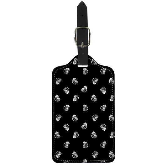 Black And White Beer Pattern Print Luggage Tag