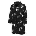 Black And White Beer Pattern Print Men's Bathrobe