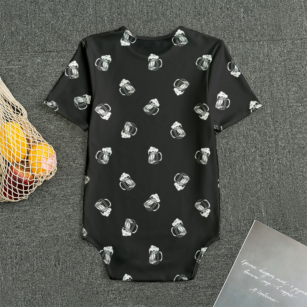 Black And White Beer Pattern Print Men's Bodysuit