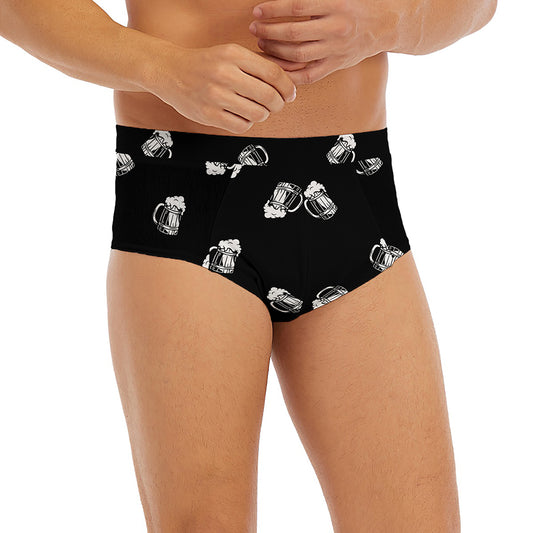 Black And White Beer Pattern Print Men's Briefs