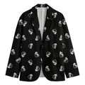 Black And White Beer Pattern Print Men's Cotton Blazer