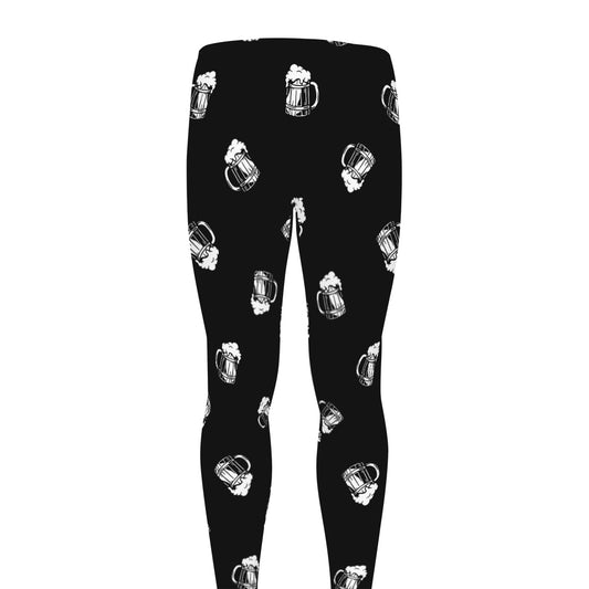 Black And White Beer Pattern Print Men's leggings