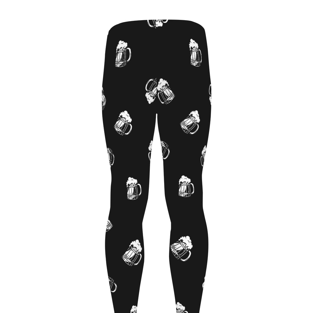Black And White Beer Pattern Print Men's leggings