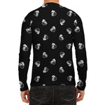Black And White Beer Pattern Print Men's Long Sleeve Rash Guard