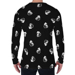 Black And White Beer Pattern Print Men's Long Sleeve T-Shirt