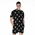 Black And White Beer Pattern Print Men's Romper