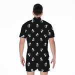 Black And White Beer Pattern Print Men's Rompers