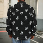 Black And White Beer Pattern Print Men's Shirt Jacket