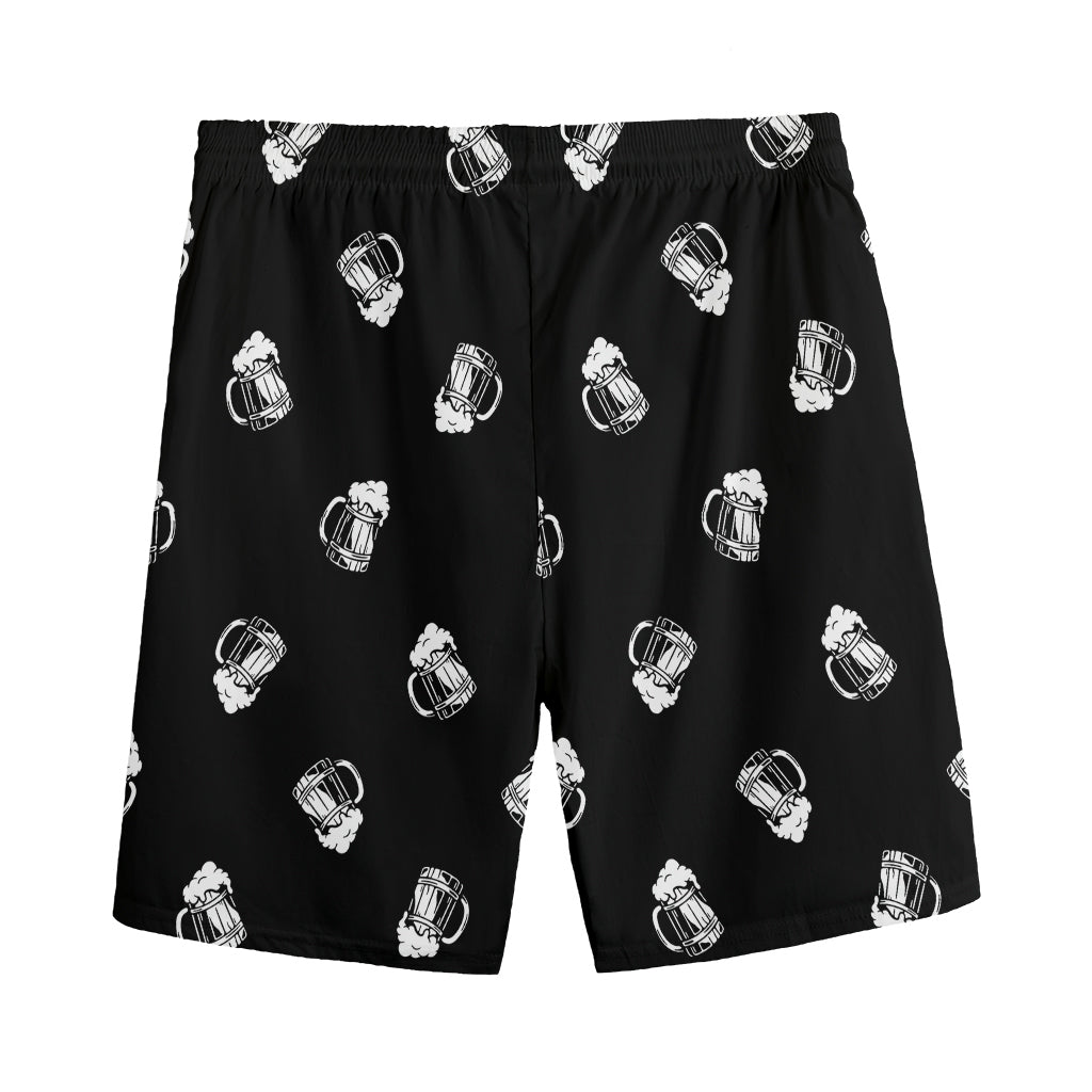 Black And White Beer Pattern Print Men's Sports Shorts