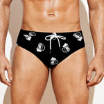 Black And White Beer Pattern Print Men's Swim Briefs
