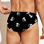 Black And White Beer Pattern Print Men's Swim Briefs