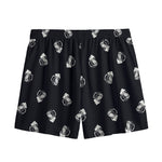 Black And White Beer Pattern Print Mesh Shorts
