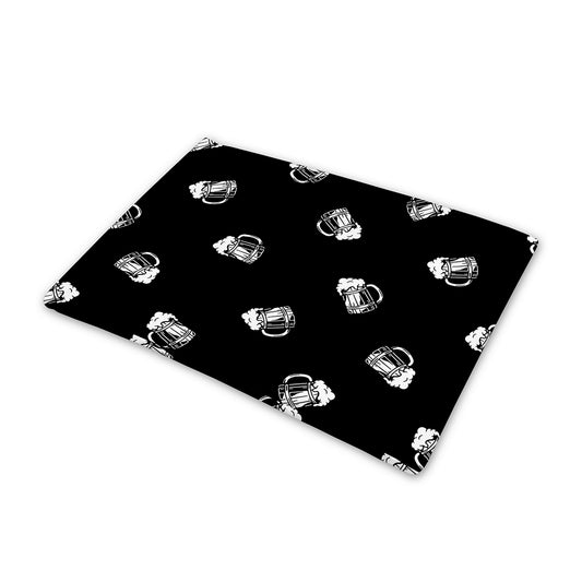 Black And White Beer Pattern Print Pet Cooling Mat Cover