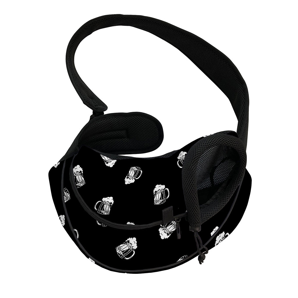 Black And White Beer Pattern Print Pet Sling Carrier