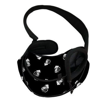 Black And White Beer Pattern Print Pet Sling Carrier