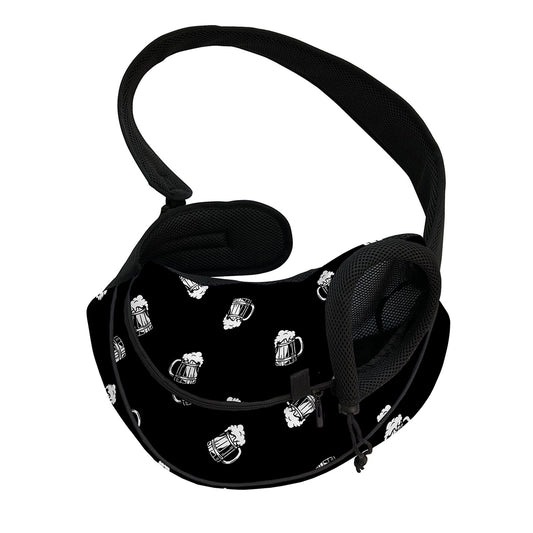 Black And White Beer Pattern Print Pet Sling Carrier